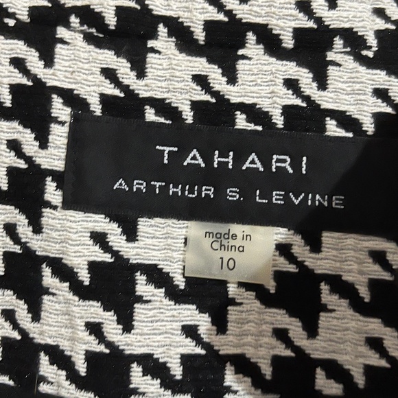 Tahari ASL Black & White Houndstooth Print Mid Length Blazer Jacket Sz-10 - Picture 7 of 8